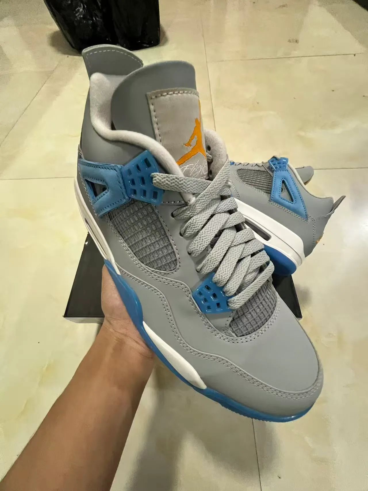 Air Jordan 4 Gray Blue White Basketball Shoes 2