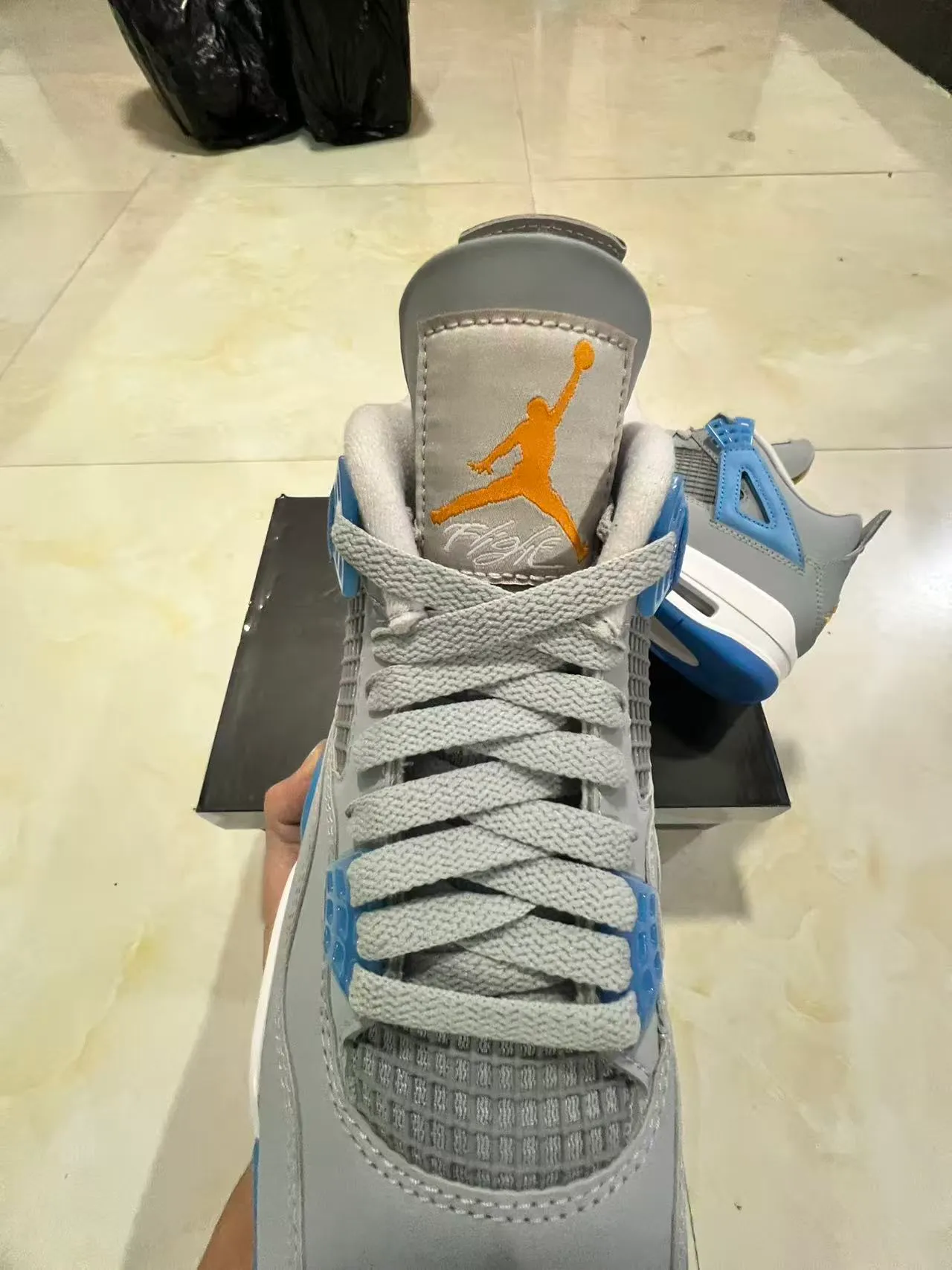 Air Jordan 4 Gray Blue White Basketball Shoes 4