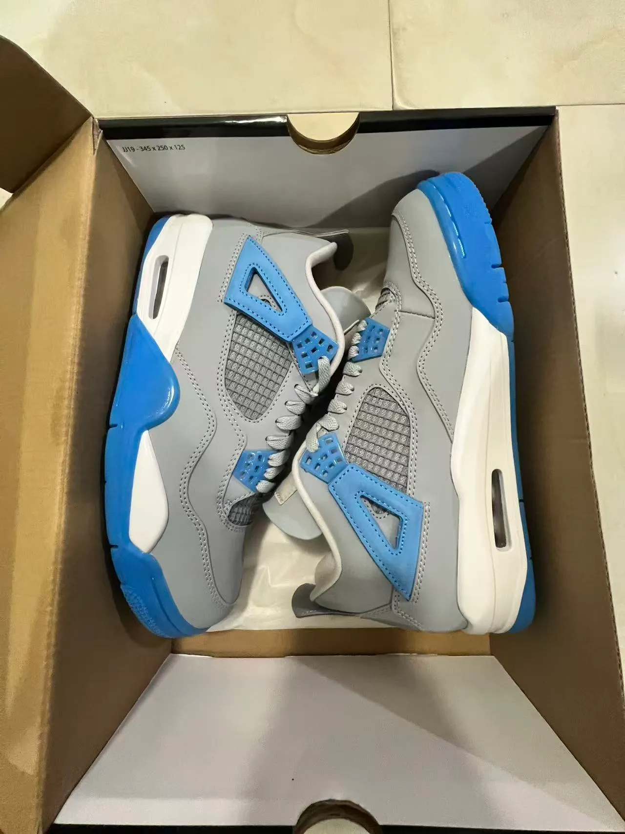 Air Jordan 4 Gray Blue White Basketball Shoes 9
