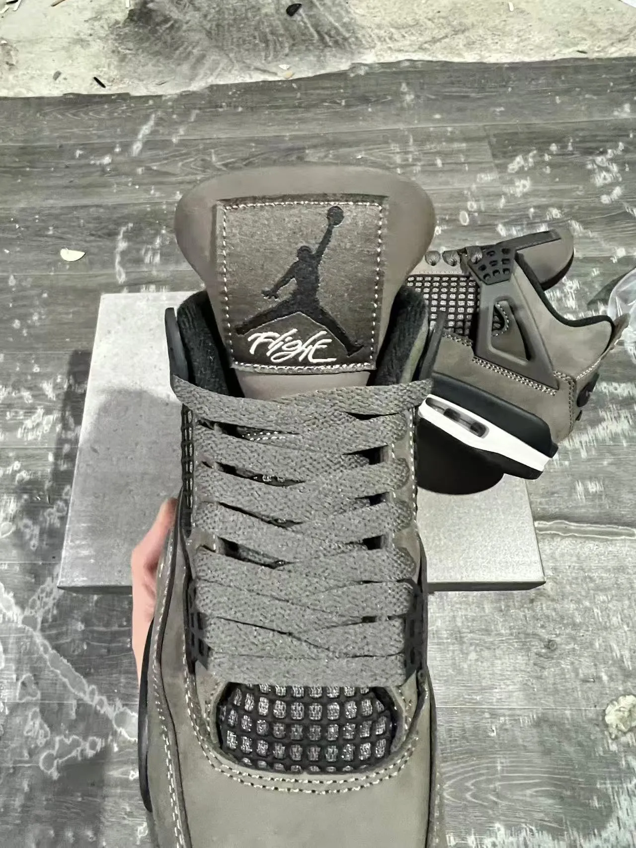 Air Jordan 4 Gray Suede Black Plastic Cage Basketball Shoes 4
