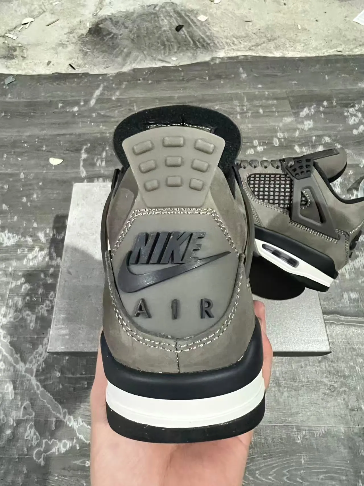 Air Jordan 4 Gray Suede Black Plastic Cage Basketball Shoes 8