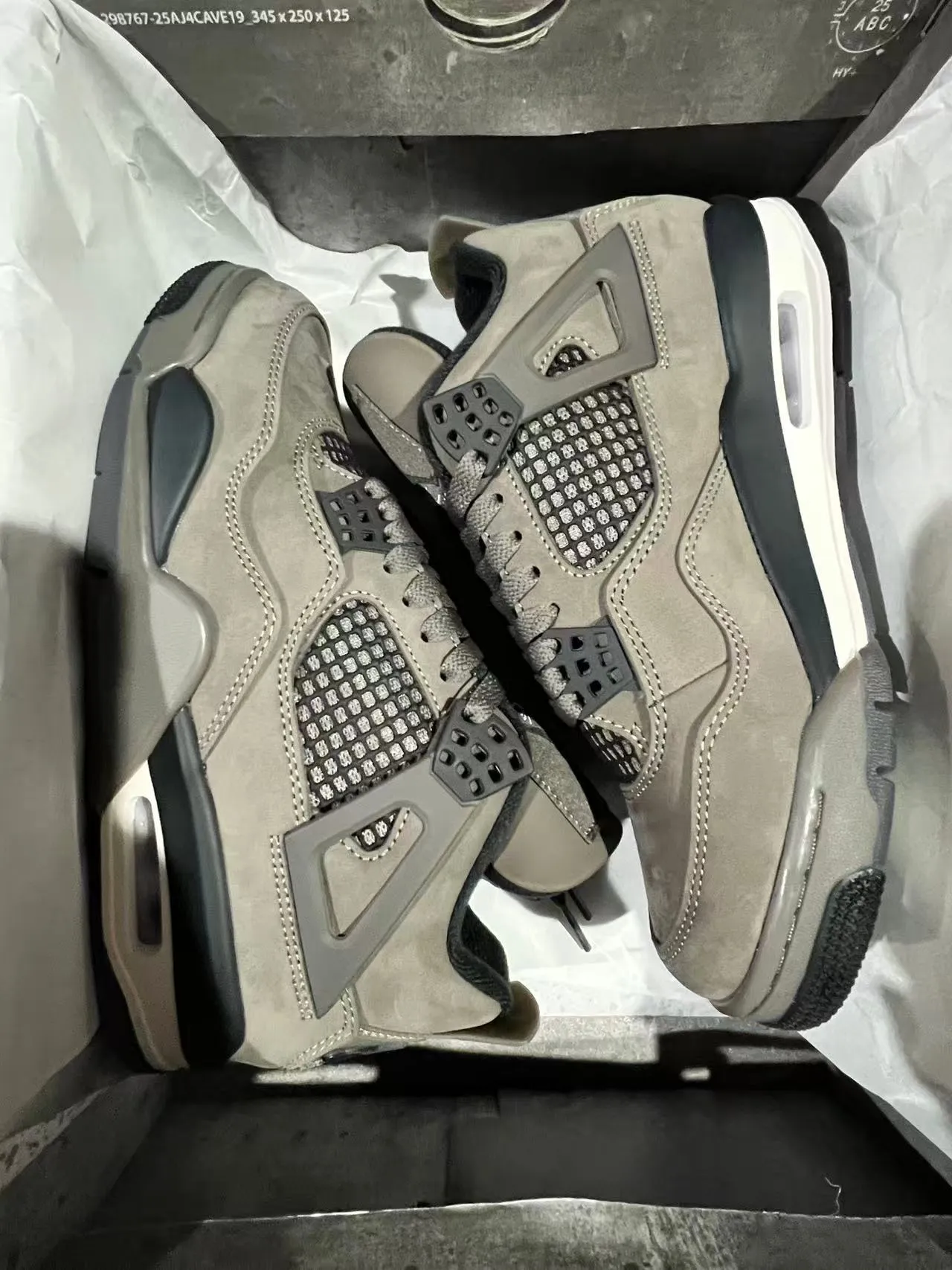 Air Jordan 4 Gray Suede Black Plastic Cage Basketball Shoes 9
