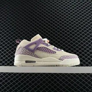 Air Jordan 4 Low Beige and Purple Elephant Print Basketball Shoes