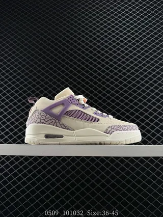 Tênis de basquete Air Jordan 4 Low bege e roxo com estampa de elefante 2