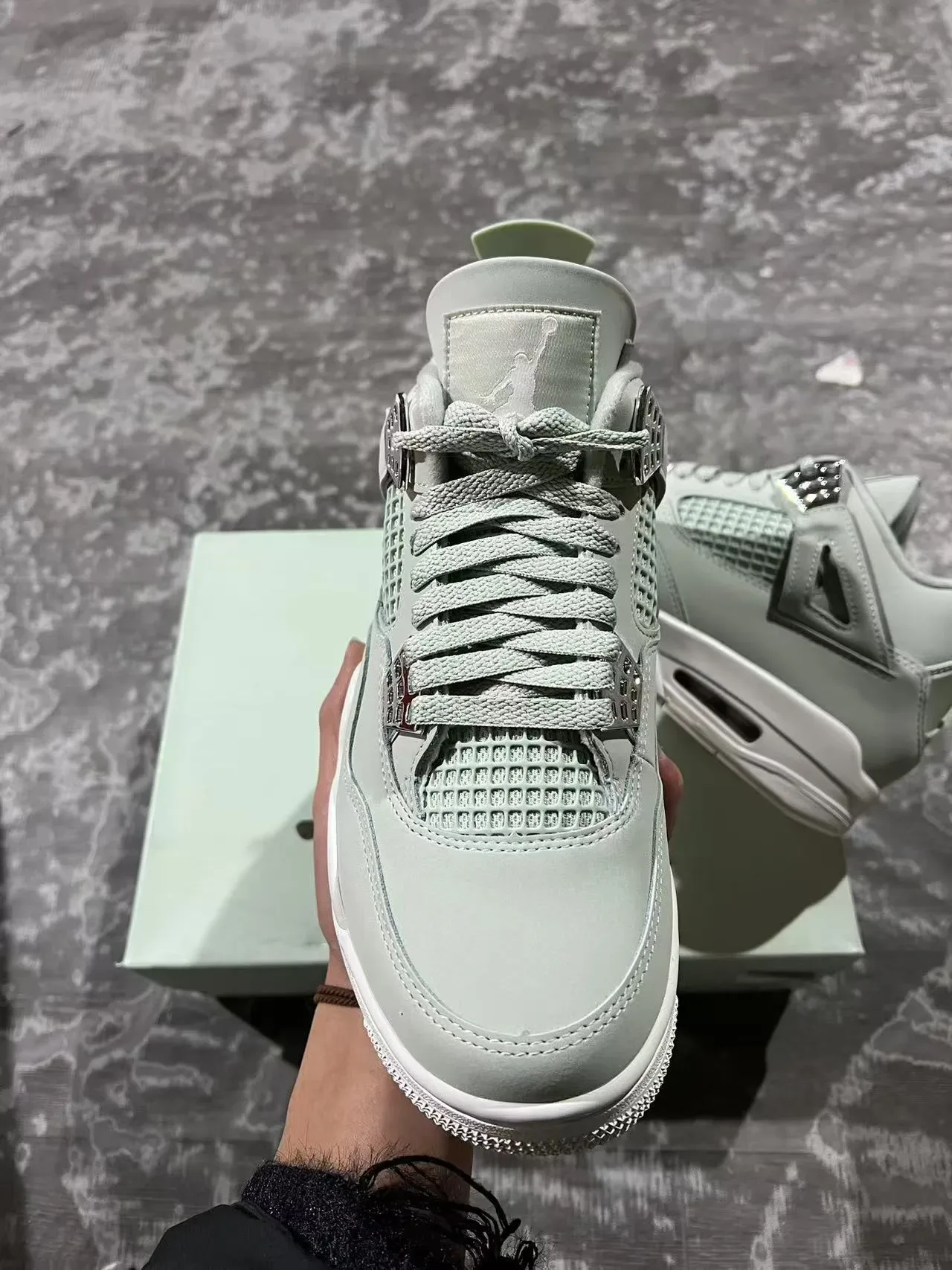 Air Jordan 4 Chaussures de Basketball Vert Menthe Blanc 3