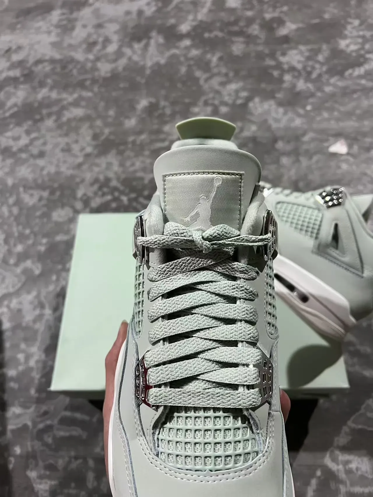 Air Jordan 4 Chaussures de Basketball Vert Menthe Blanc 4