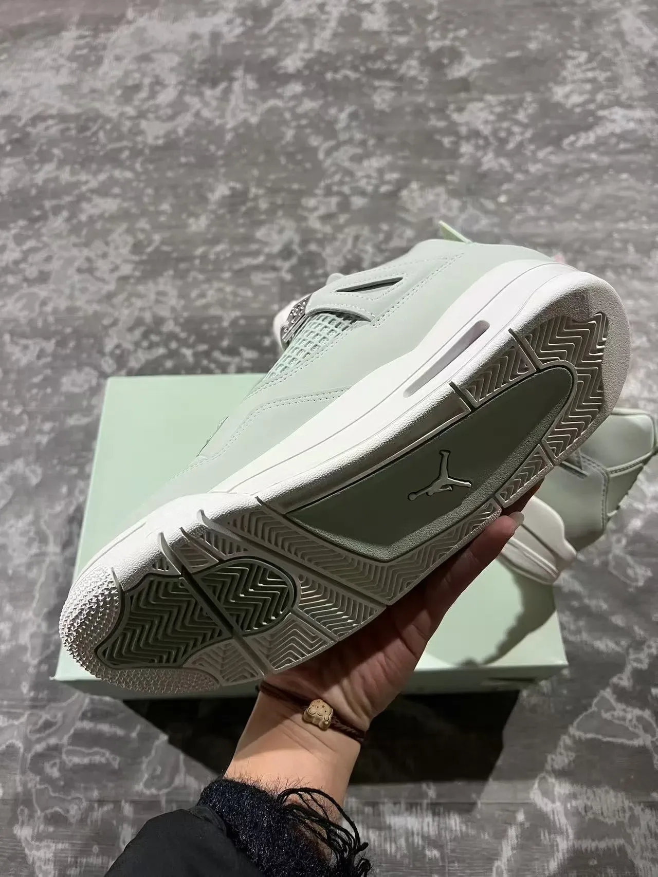Air Jordan 4 Chaussures de Basketball Vert Menthe Blanc 6