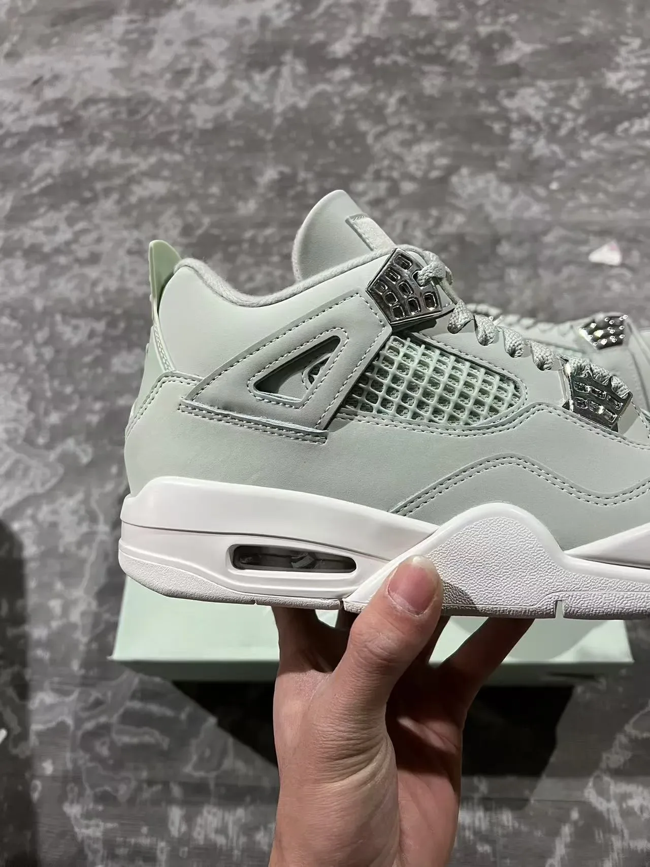 Air Jordan 4 Chaussures de Basketball Vert Menthe Blanc 7