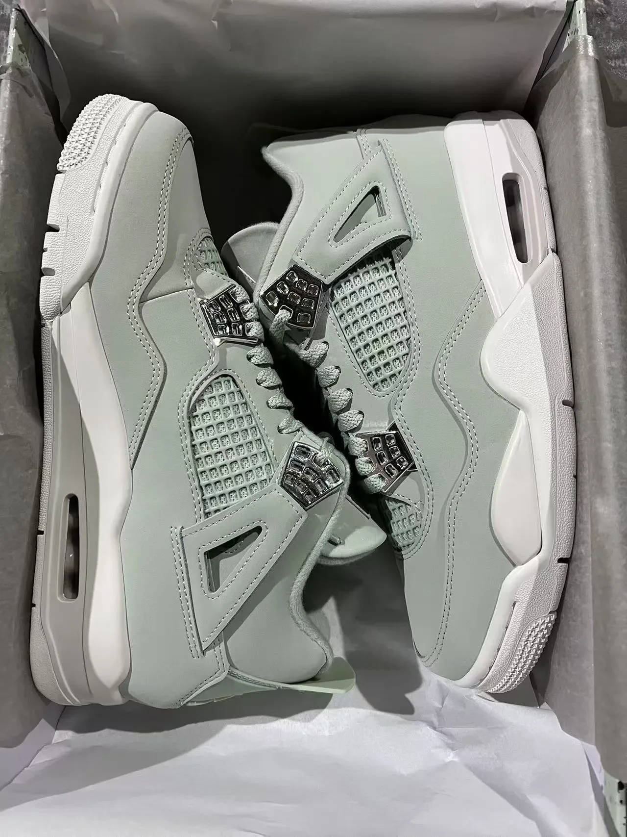 Air Jordan 4 Chaussures de Basketball Vert Menthe Blanc 9