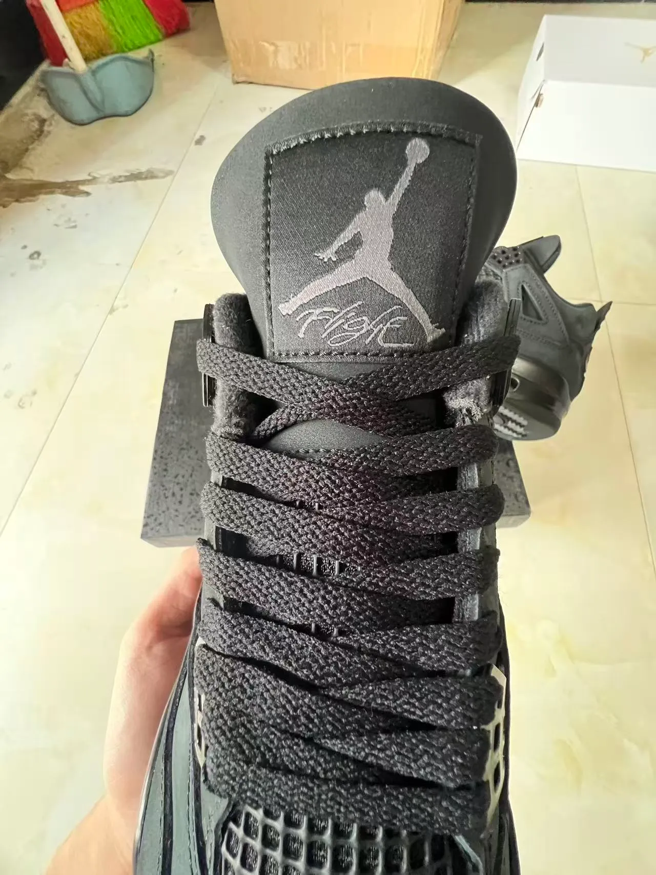 Air Jordan 4 Monochromatic Black Basketball Shoes 4