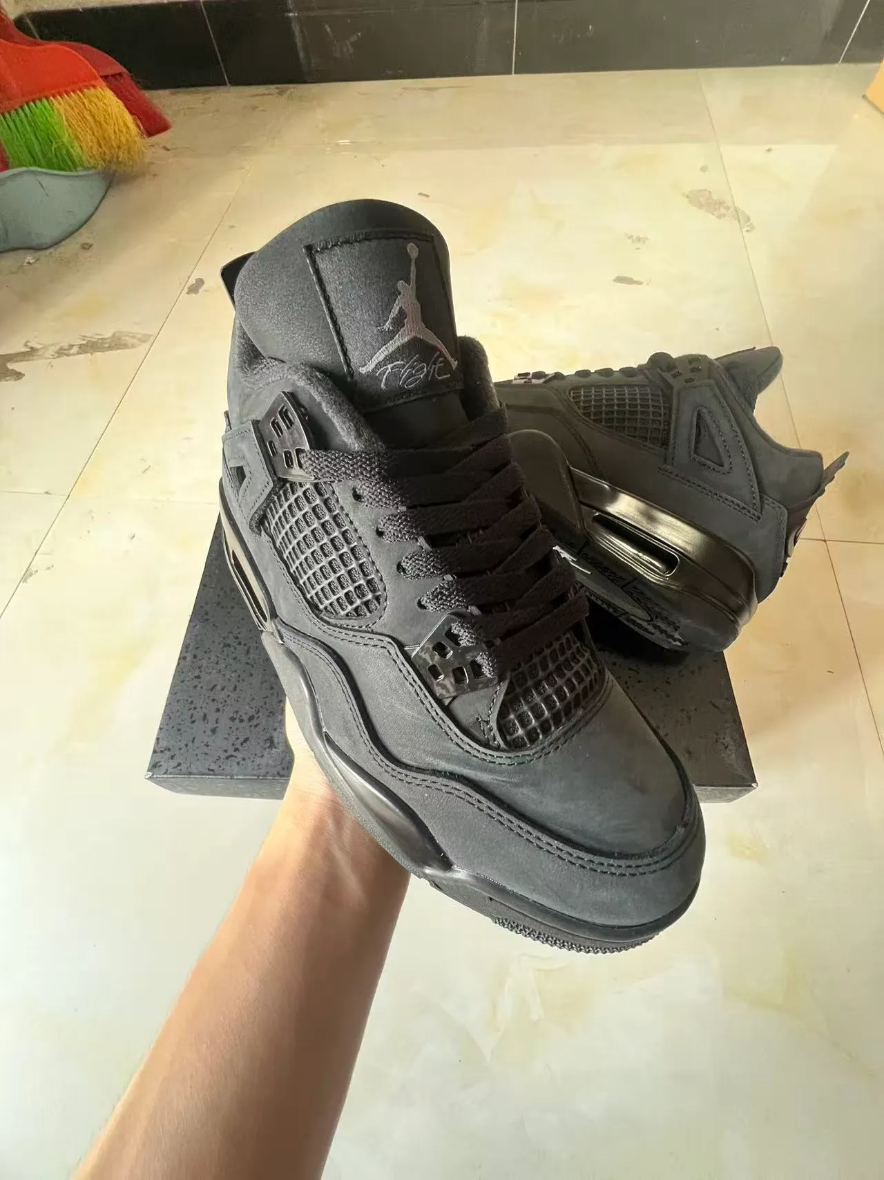 Air Jordan 4 Monochrome Black Basketball Shoes 2