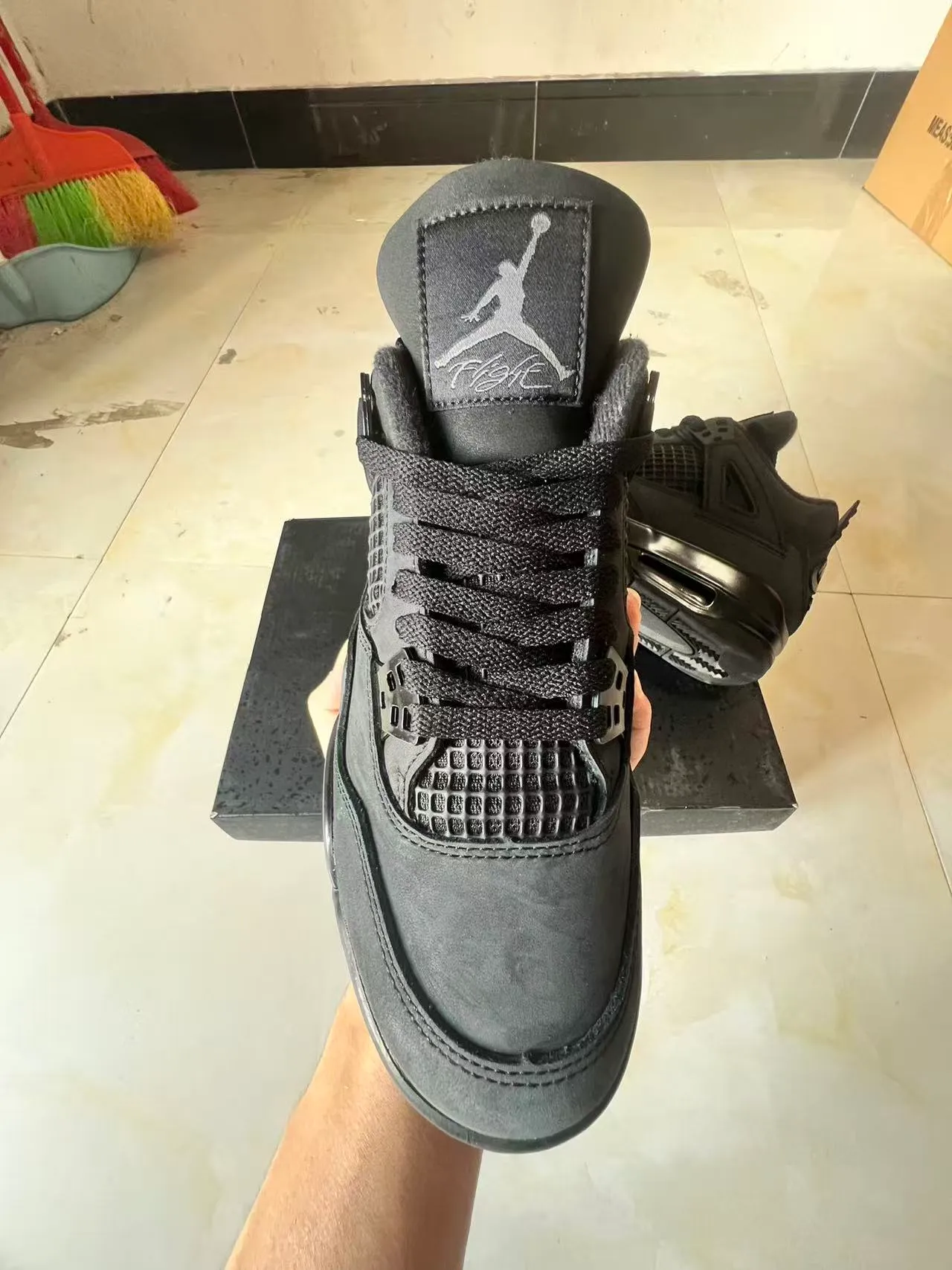 Air Jordan 4 Monochrome Black Basketball Shoes 3