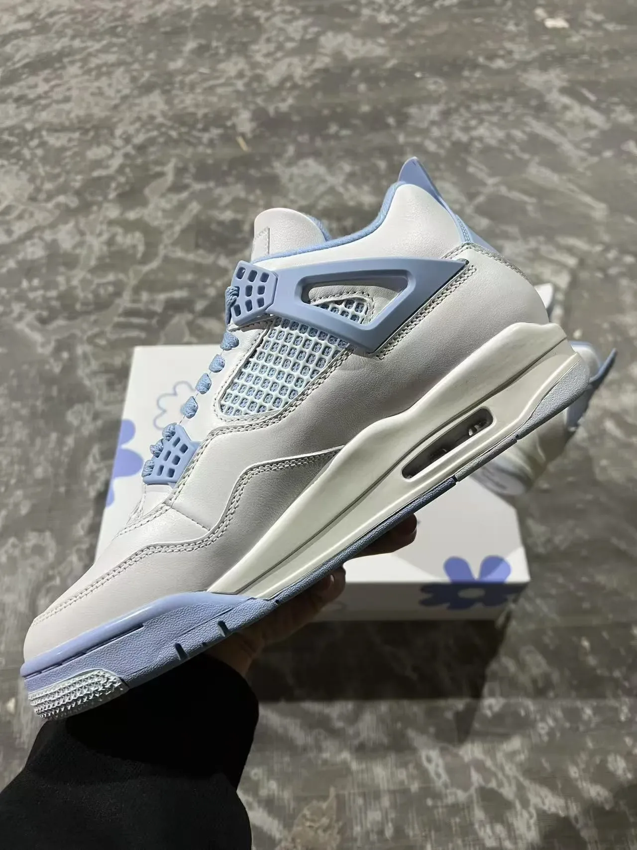 Air Jordan 4 Off-White Pale Blue Tênis de Basquete 5