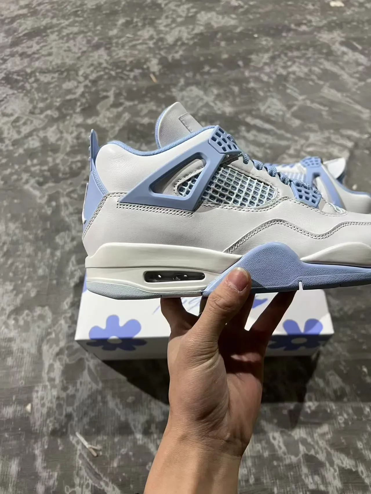 Air Jordan 4 Off-White Pale Blue Tênis de Basquete 7
