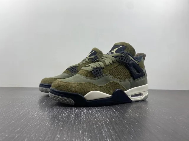 Air Jordan 4 Olive Green Navy Basketball Shoes 2