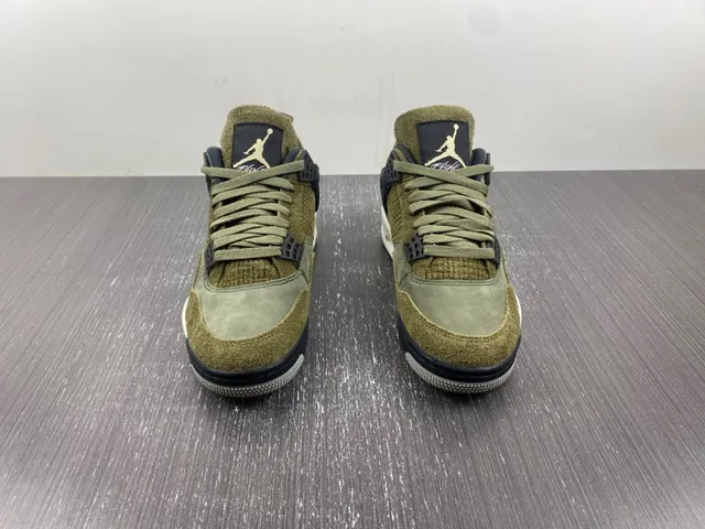 Air Jordan 4 Olive Green Navy Basketball Shoes 3