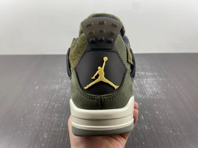 Air Jordan 4 Olive Green Navy Basketball Shoes 4
