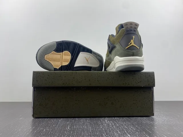 Air Jordan 4 Olive Green Navy Basketball Shoes 13