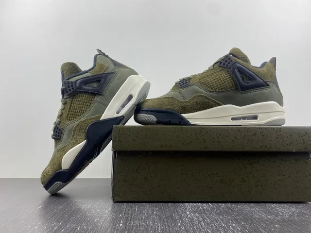 Air Jordan 4 Olive Green Navy Basketball Shoes 14