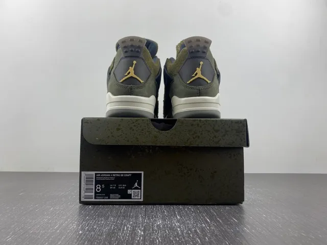 Air Jordan 4 Olive Green Navy Basketball Shoes 16