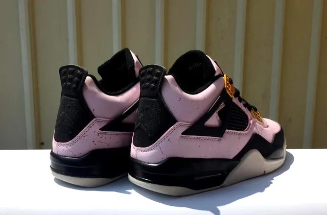 Air Jordan 4 Pink Black Gold Lime Green Basketball Shoes 3