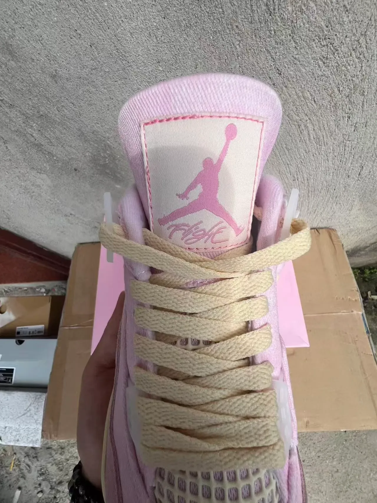 Air Jordan 4 Tênis de Basquete de Cano Alto em Suede e Textil Rosa 4