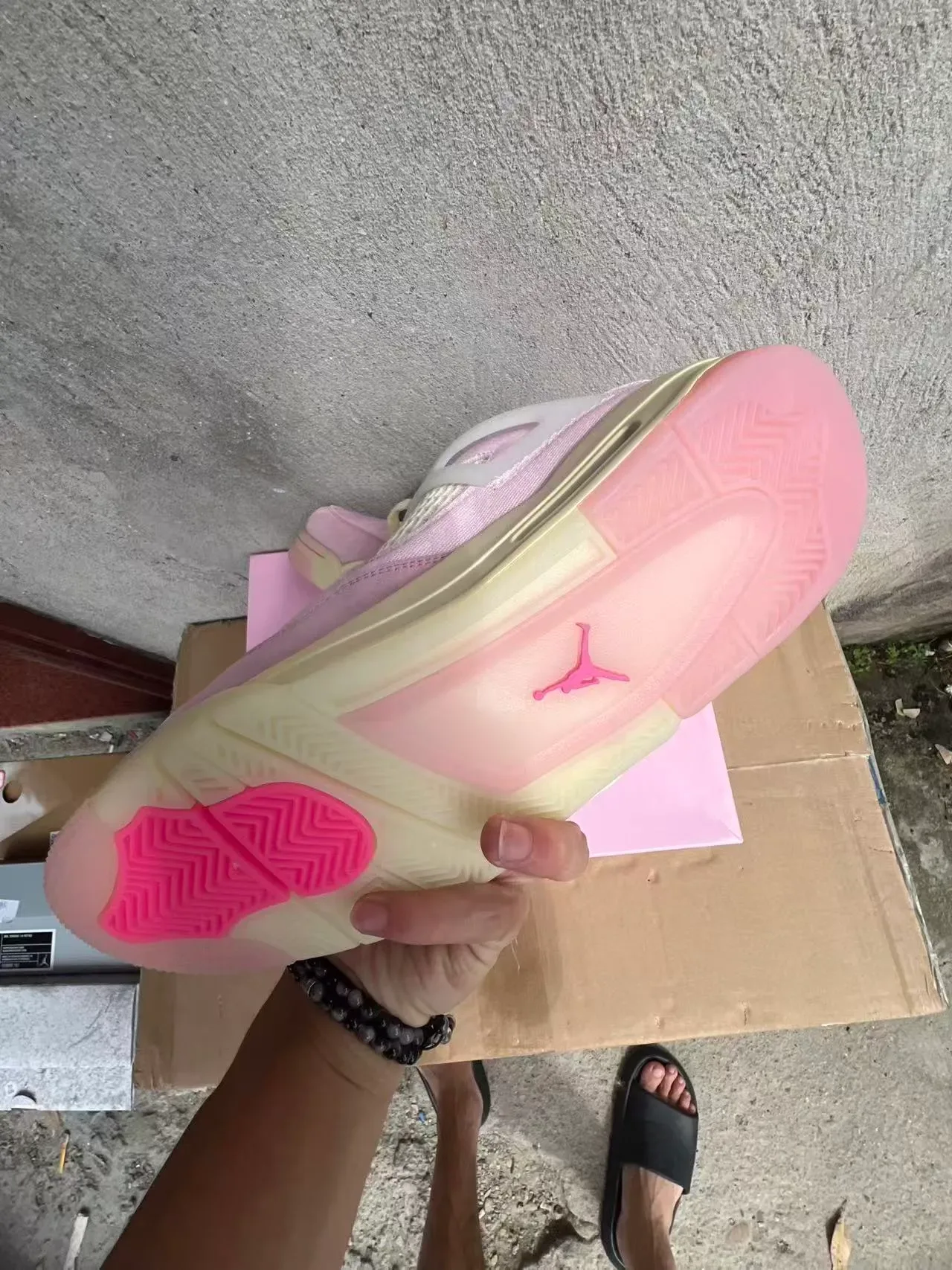 Air Jordan 4 Tênis de Basquete de Cano Alto em Suede e Textil Rosa 6