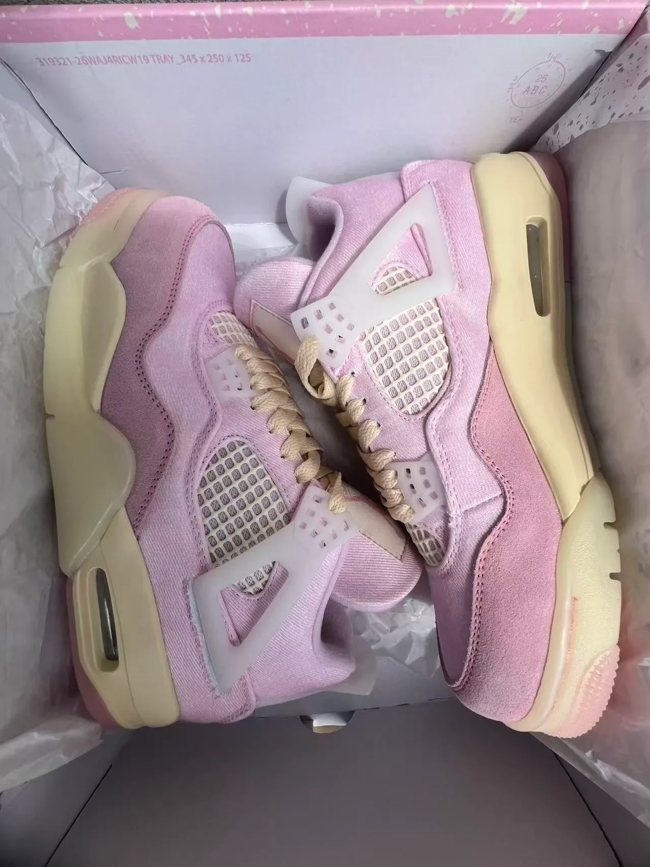 Air Jordan 4 Tênis de Basquete de Cano Alto em Suede e Textil Rosa 9