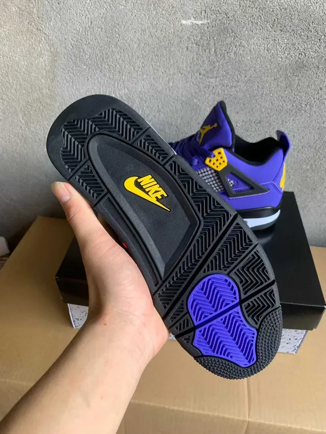 Air Jordan 4 Purple Yellow Basketball Shoes 2