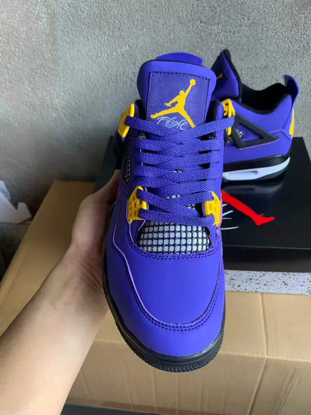 Air Jordan 4 Purple Yellow Basketball Shoes 3