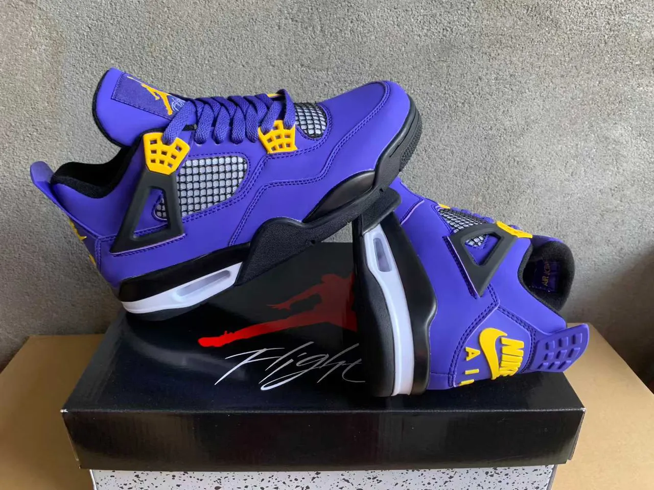 Air Jordan 4 Purple Yellow Basketball Shoes 4