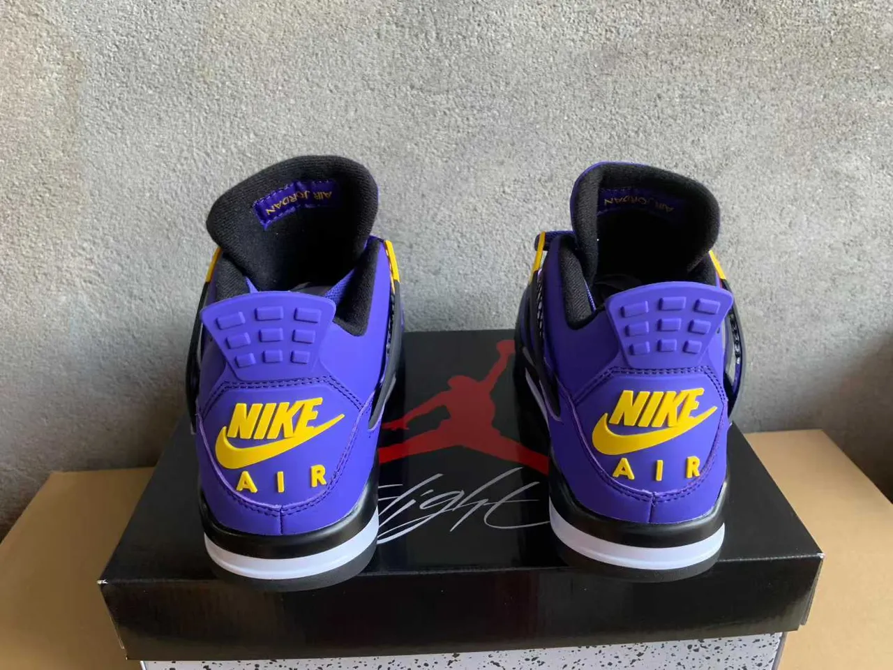Air Jordan 4 Purple Yellow Basketball Shoes 5