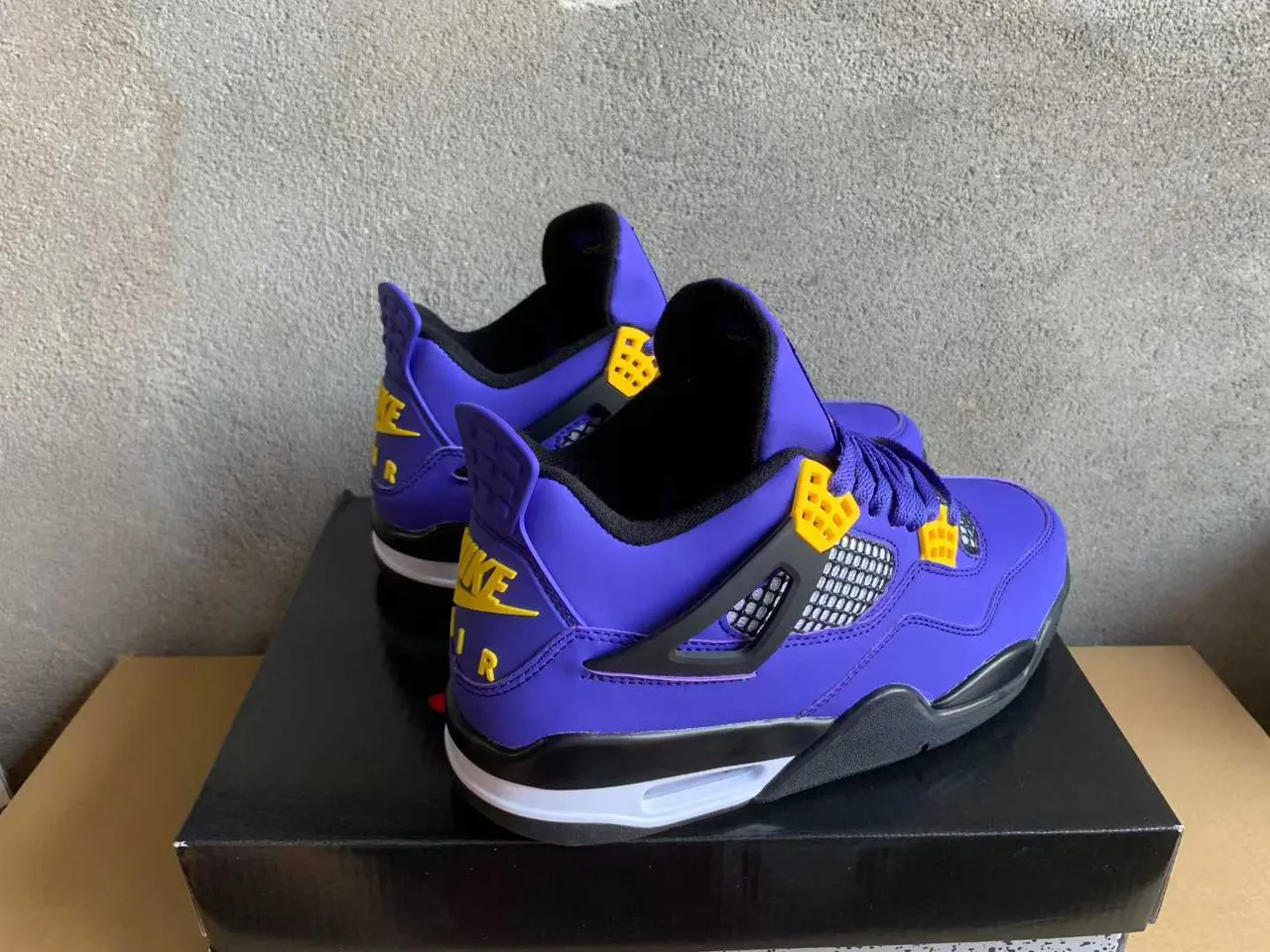 Air Jordan 4 Purple Yellow Basketball Shoes 6