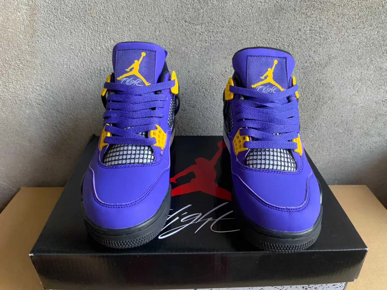 Air Jordan 4 Purple Yellow Basketball Shoes 7