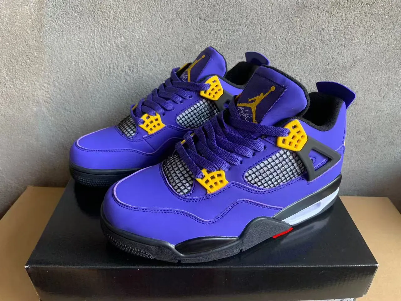 Air Jordan 4 Purple Yellow Basketball Shoes 8