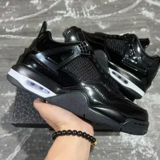 Air Jordan 4 Retro Black White Glossy Basketball Shoes