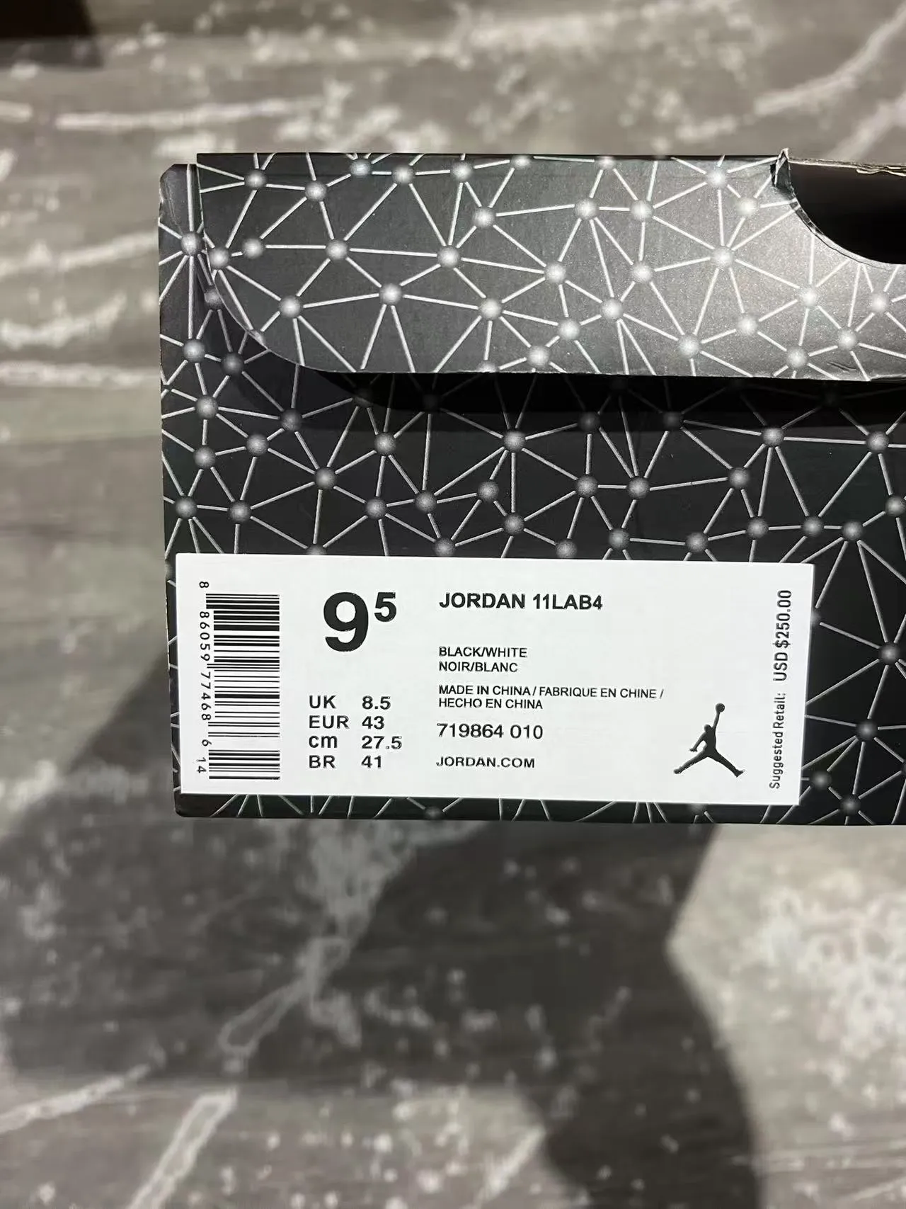 Air Jordan 4 Retro Black White Glossy Basketball Shoes 10