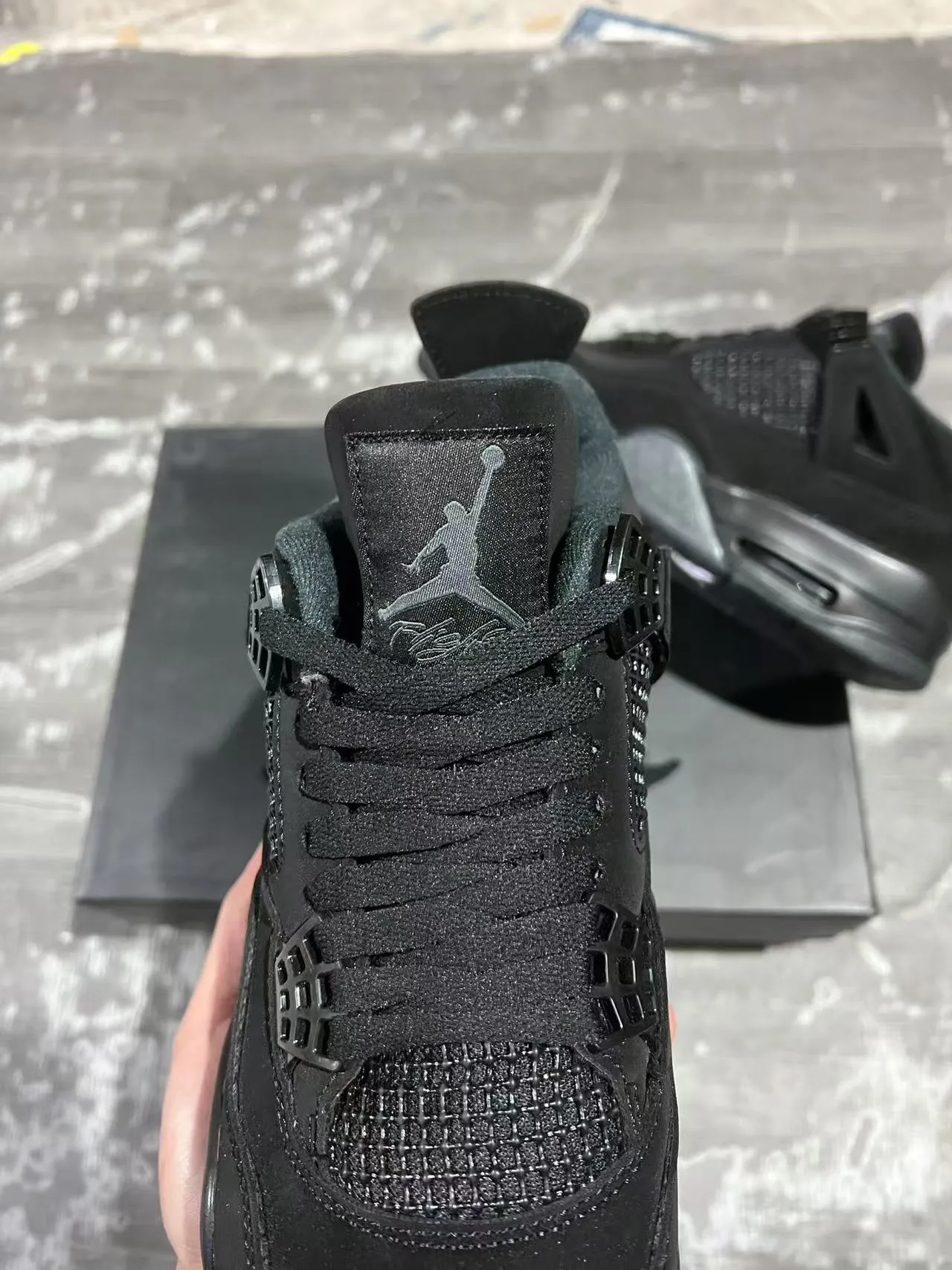Air Jordan 4 Retro Monochromatic Black Basketball Shoes 4