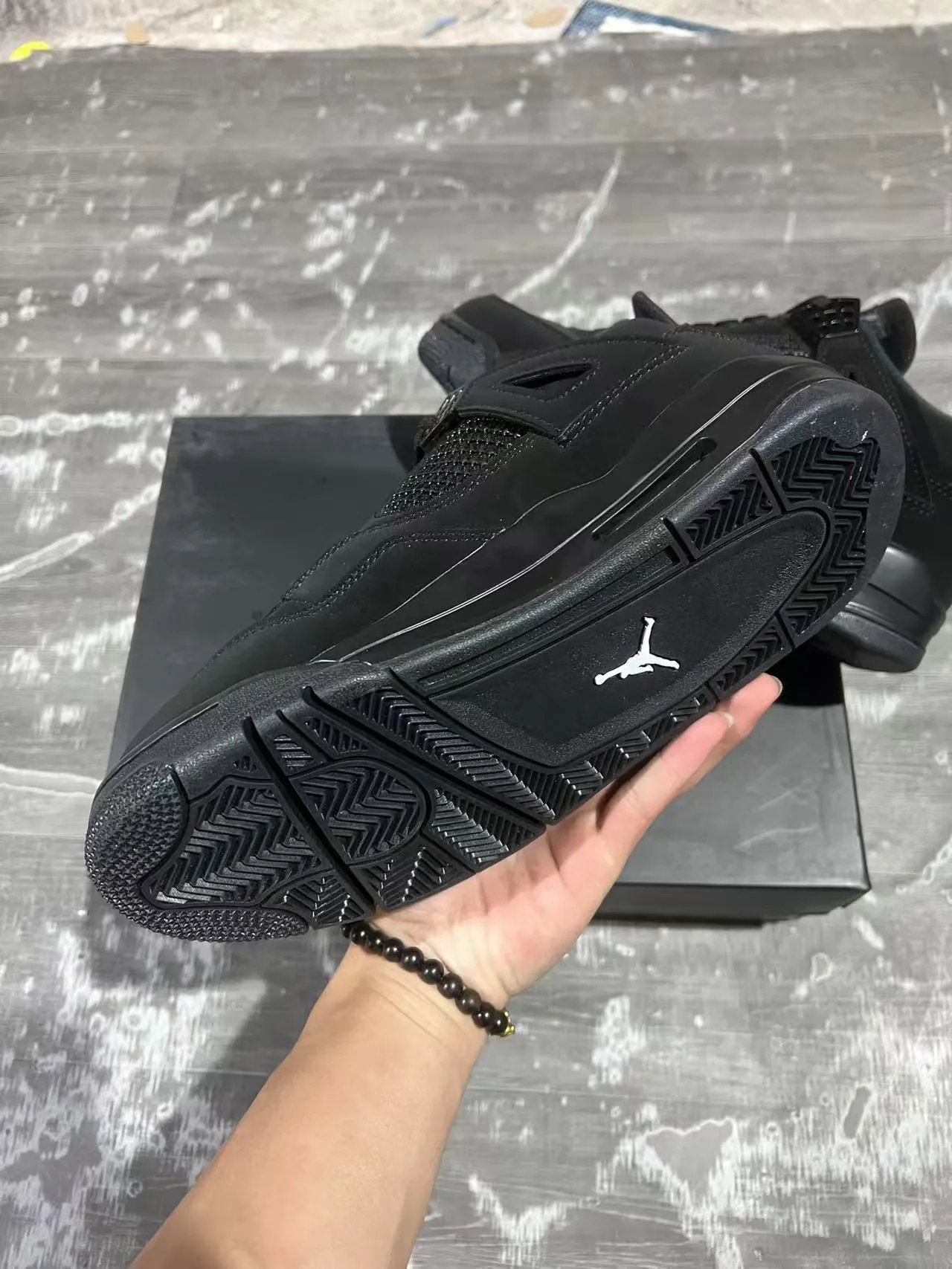 Air Jordan 4 Retro Monochromatic Black Basketball Shoes 6