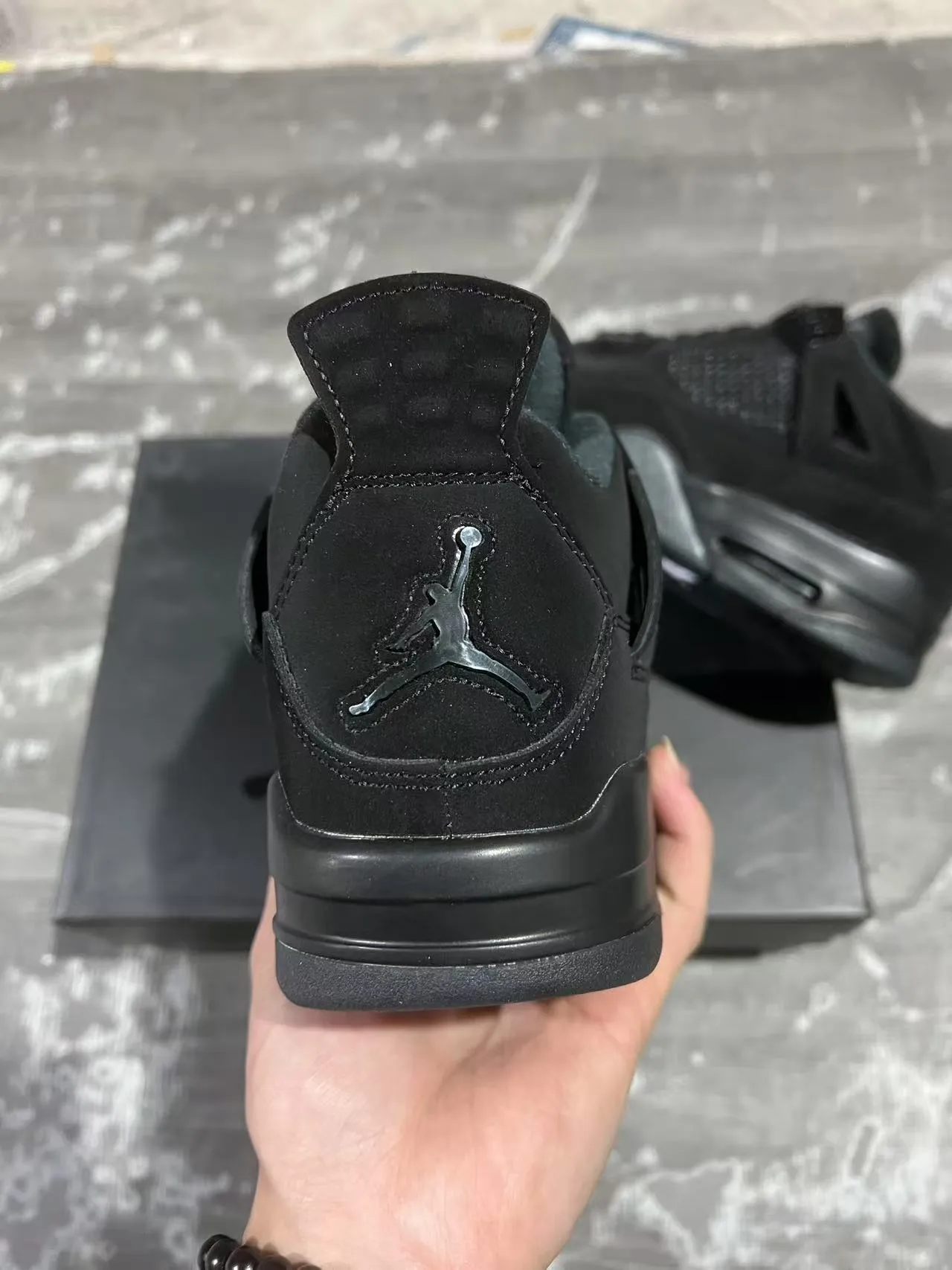 Air Jordan 4 Retro Monochromatic Black Basketball Shoes 8