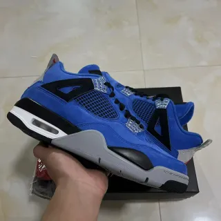 Air Jordan 4 Azul Real Suede Mesh Tênis de Basquete High-Top