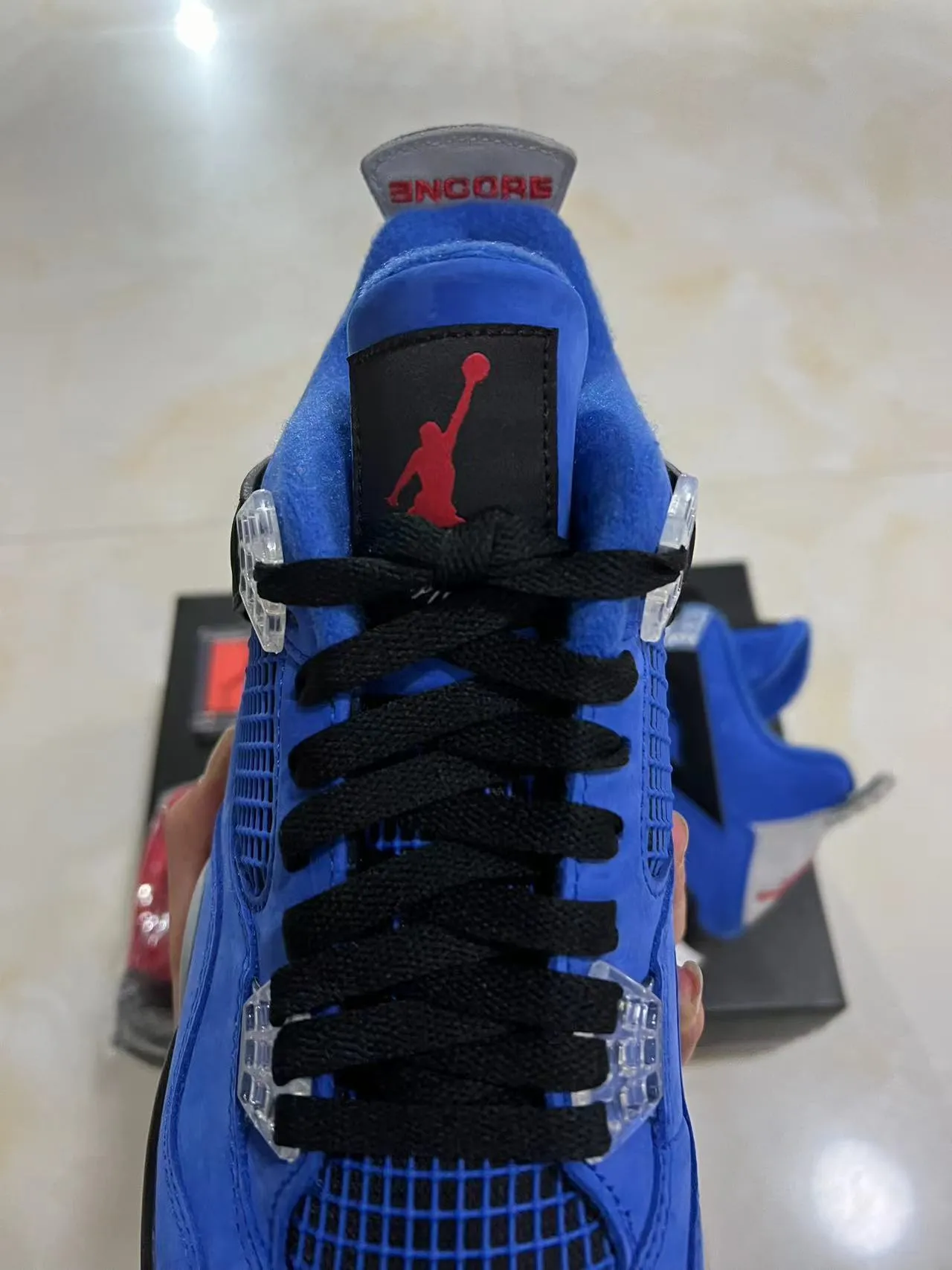 Air Jordan 4 Azul Real Suede Mesh Tênis de Basquete High-Top 4