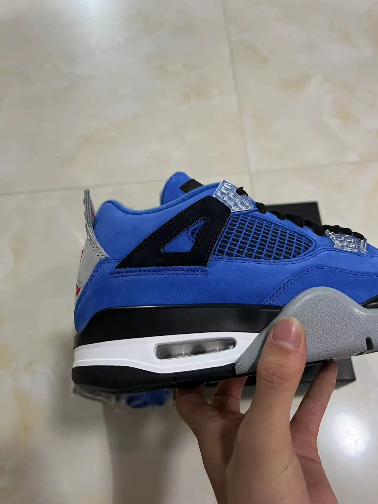 Air Jordan 4 Azul Real Suede Mesh Tênis de Basquete High-Top 7