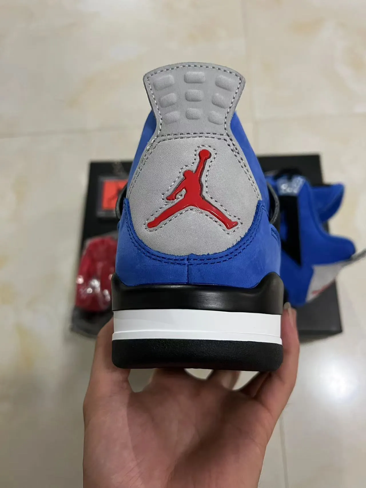 Air Jordan 4 Azul Real Suede Mesh Tênis de Basquete High-Top 8