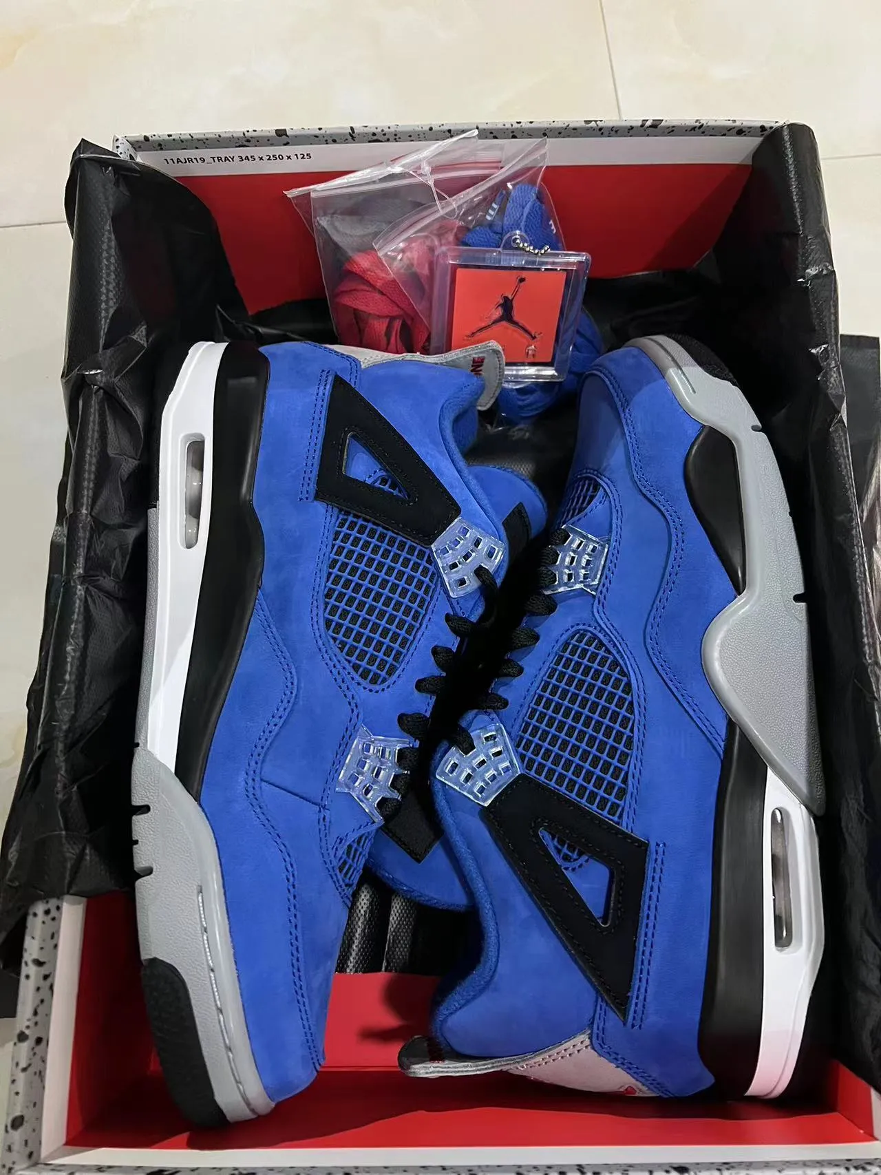 Air Jordan 4 Azul Real Suede Mesh Tênis de Basquete High-Top 9