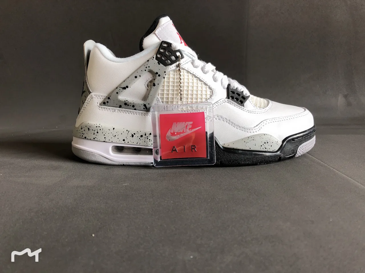 Air Jordan 4 Branco Preto Vermelho Speckled Tênis de Basquete 5