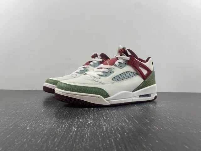 Air Jordan 4 Tênis de Basquete Branco Borgonha Verde Oliva 2