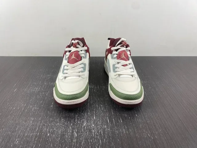 Air Jordan 4 Tênis de Basquete Branco Borgonha Verde Oliva 3