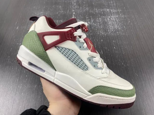 Air Jordan 4 Tênis de Basquete Branco Borgonha Verde Oliva 4