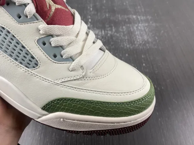 Air Jordan 4 Tênis de Basquete Branco Borgonha Verde Oliva 6